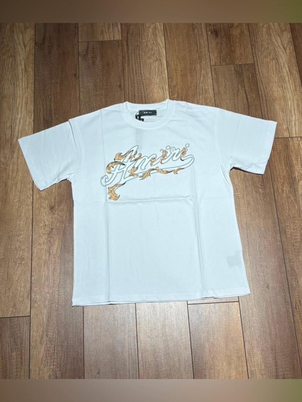 Amiri Mens White Tee Shirt with Thorn Logo Short Sleeve Brand New Size Small